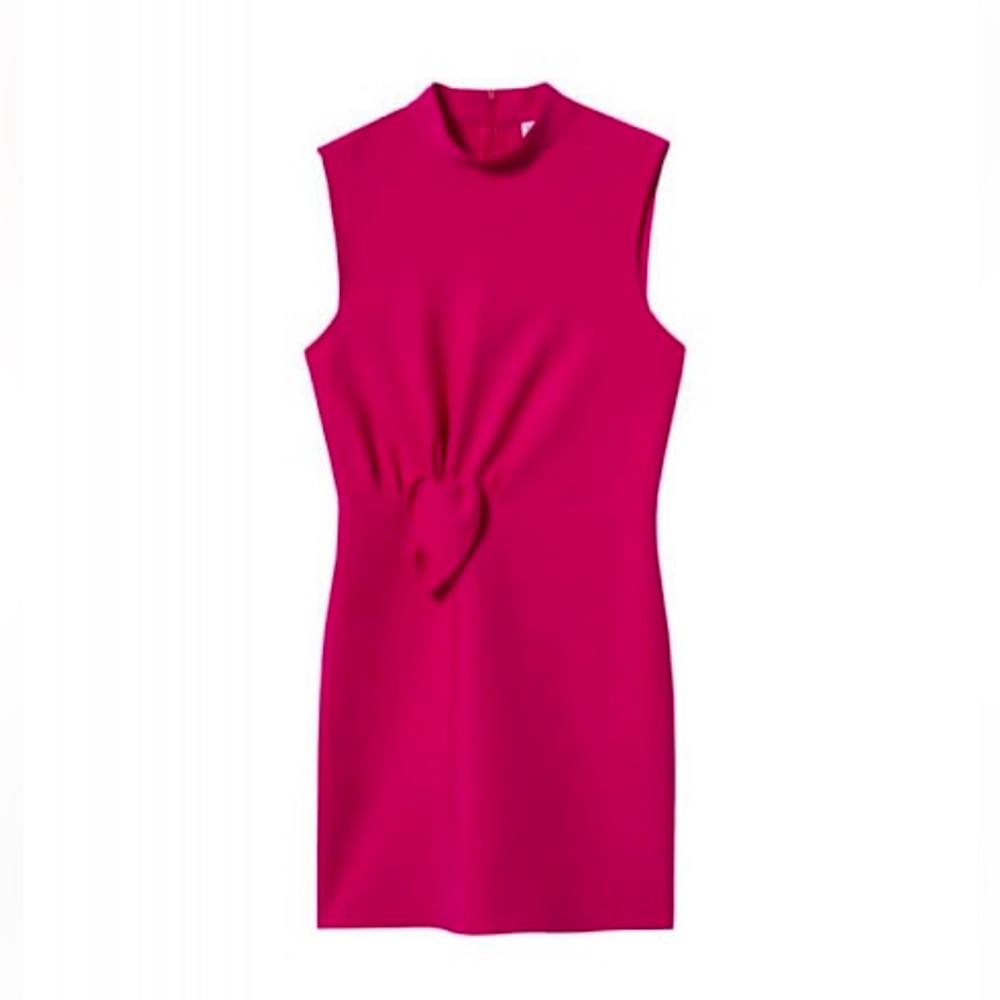 MMG by Mango Mini Sheath Dress Size 4 Tie Front Sleeveless Bright Pink
